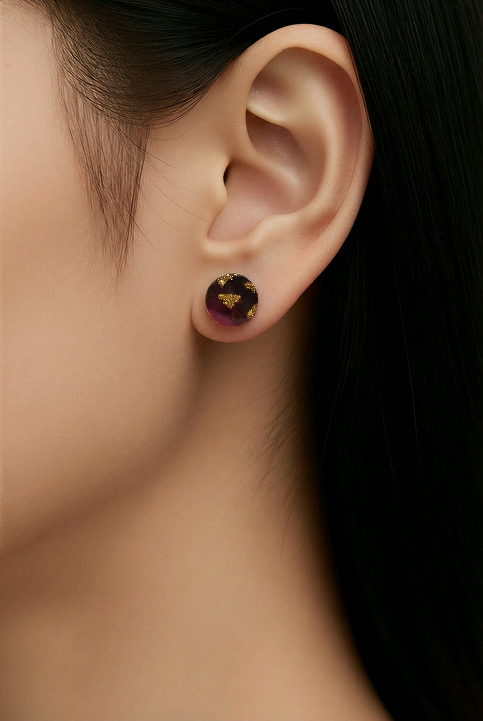 Burgundy Gold Studs - Image 3