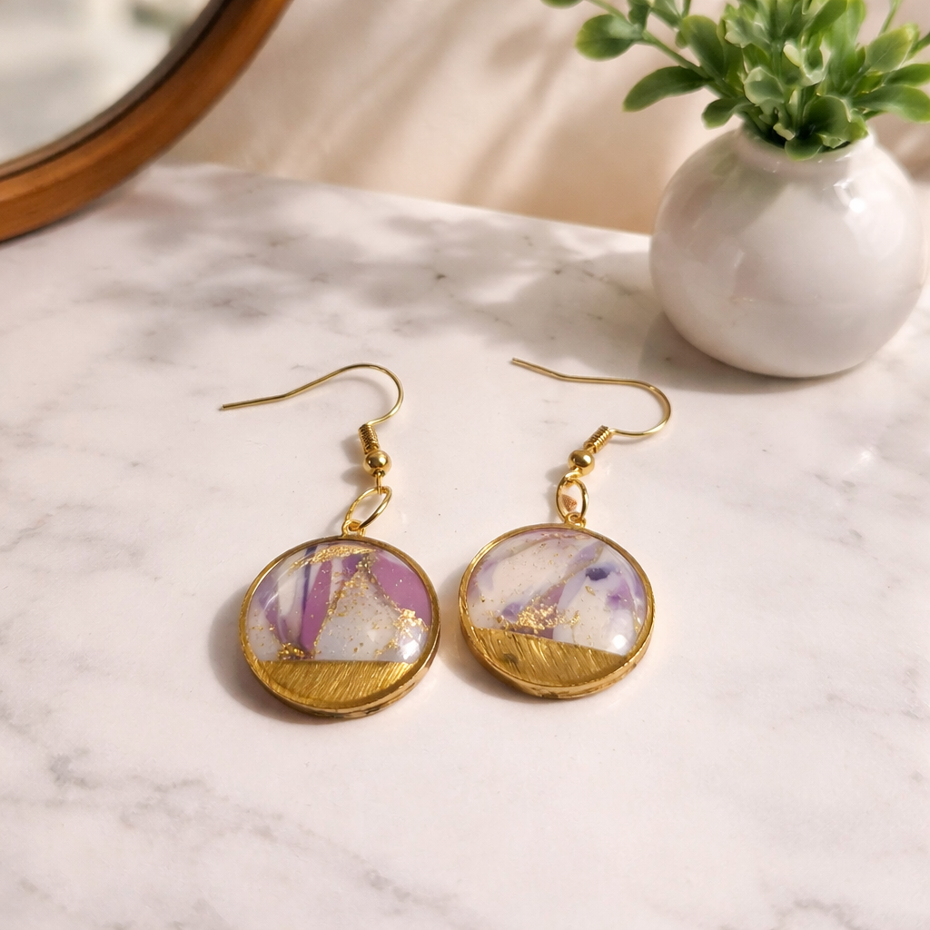 Purple Marble Dangles