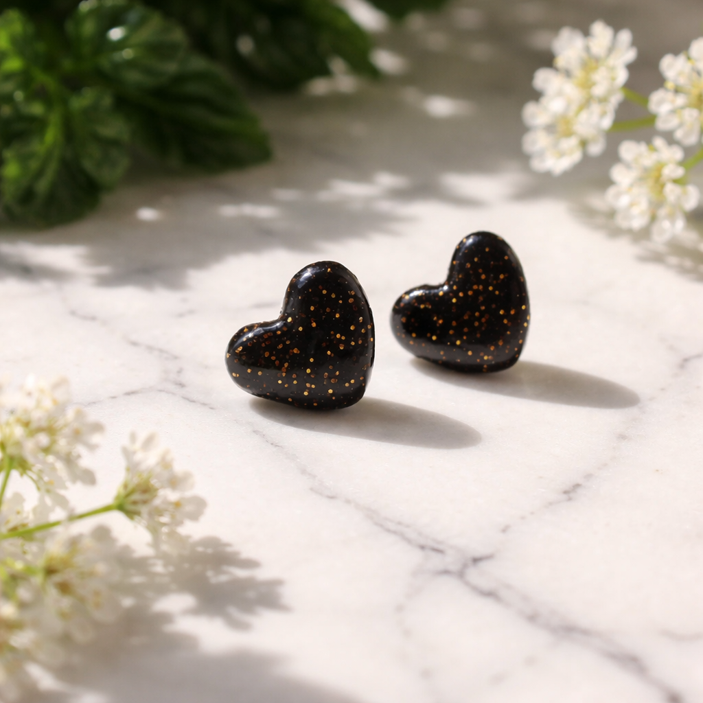 Speckled Heart Studs
