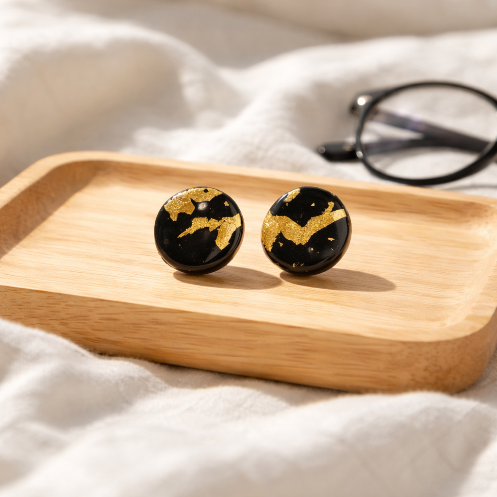Midnight Gold Studs