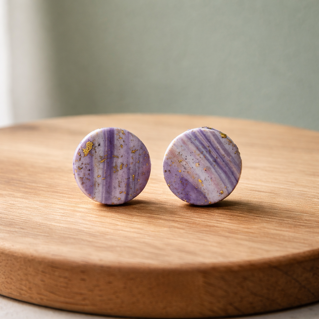 Lavender Marble Studs