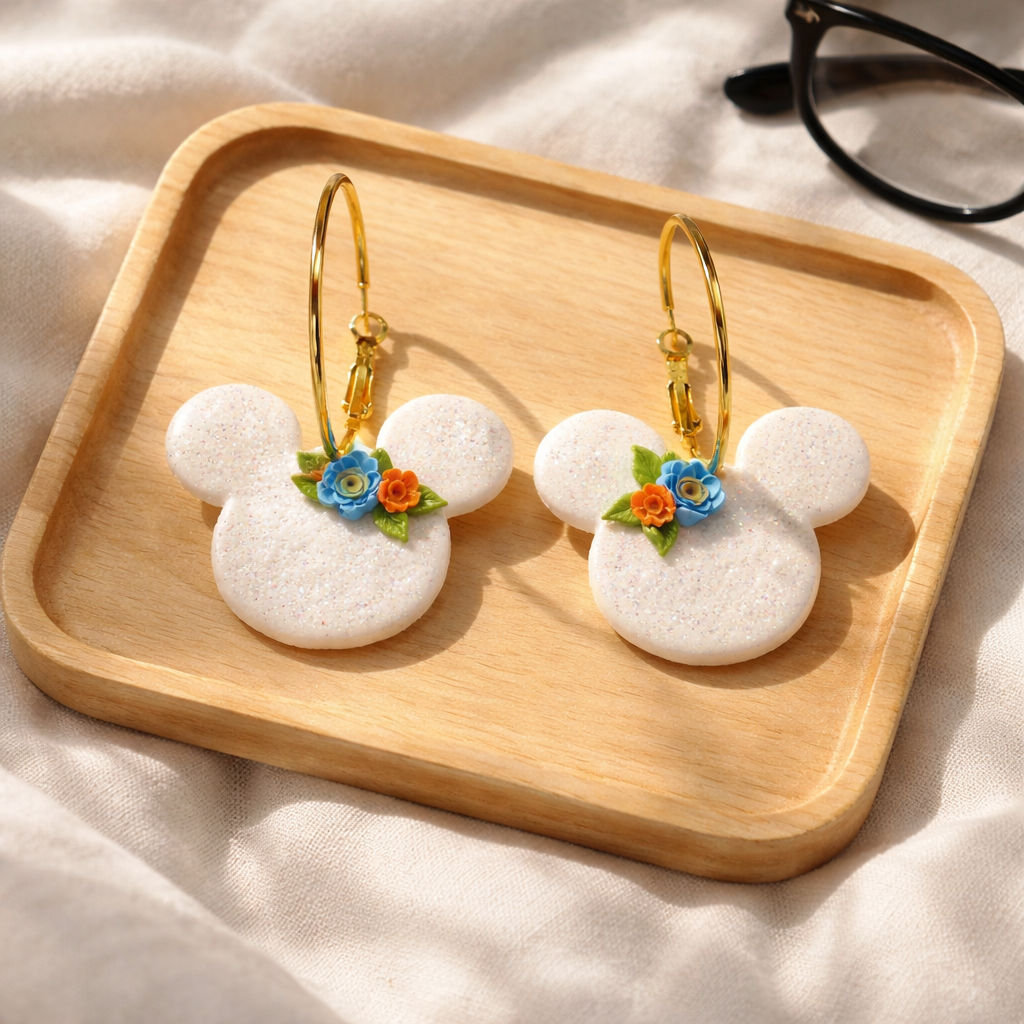 Floral Mickey Hoops