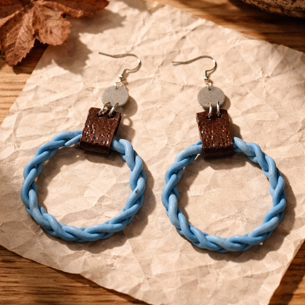 Braided Blue Hoops