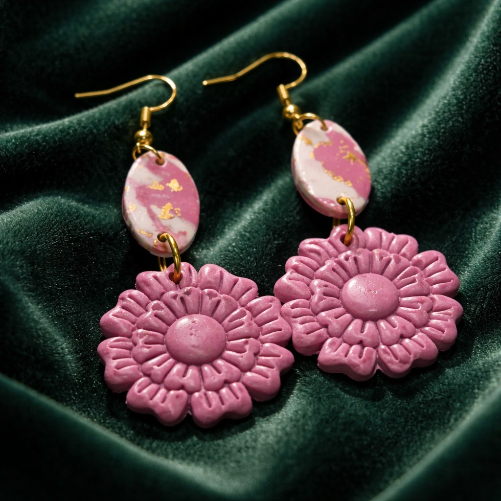 Pink Daisy Dangles - Image 2