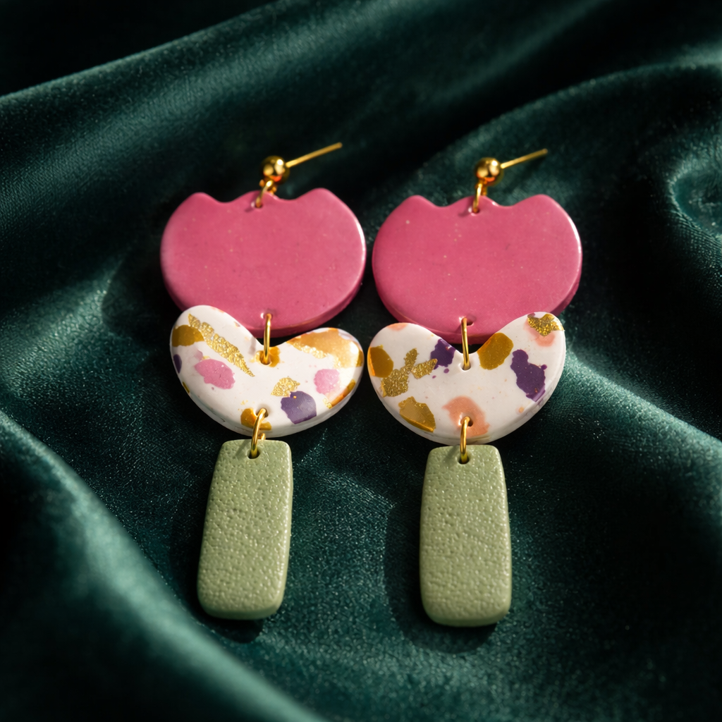 Pink Tulip Dangles - Image 2