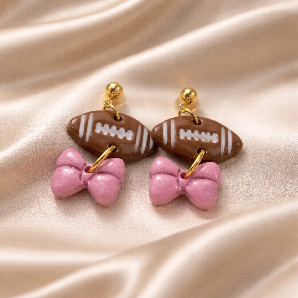Football Bow Earrings - Image 2