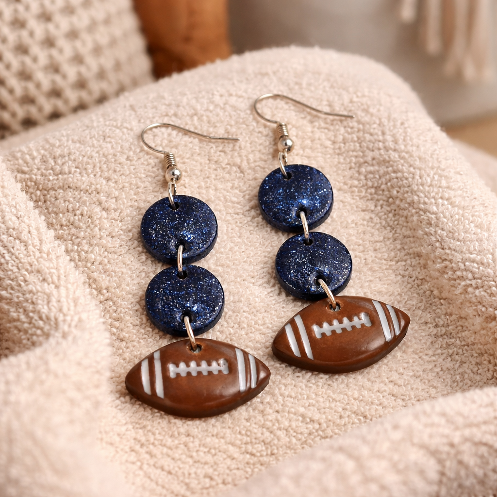 Glitter Football Dangles