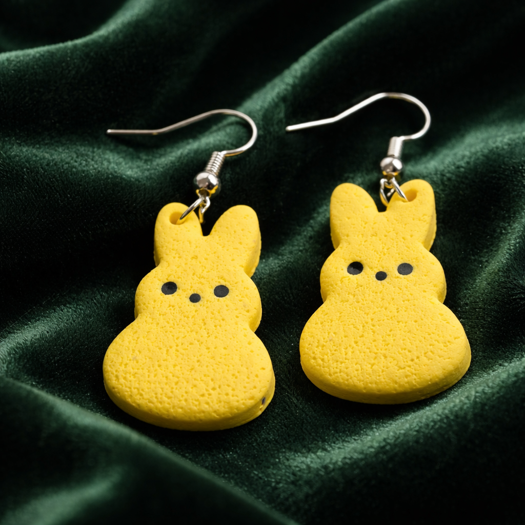 Yellow Marshmallow Bunny Dangles - Image 2