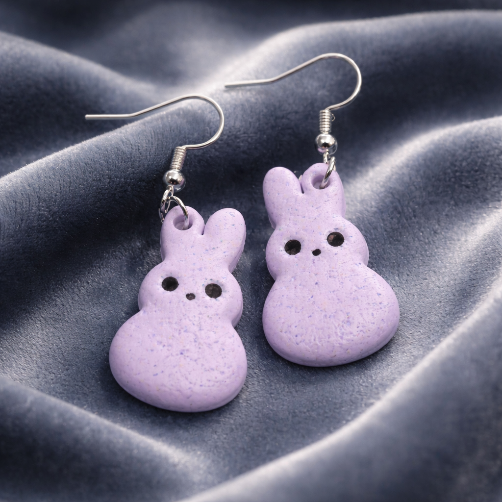 Lavender Marshmallow Bunny Dangles - Image 2