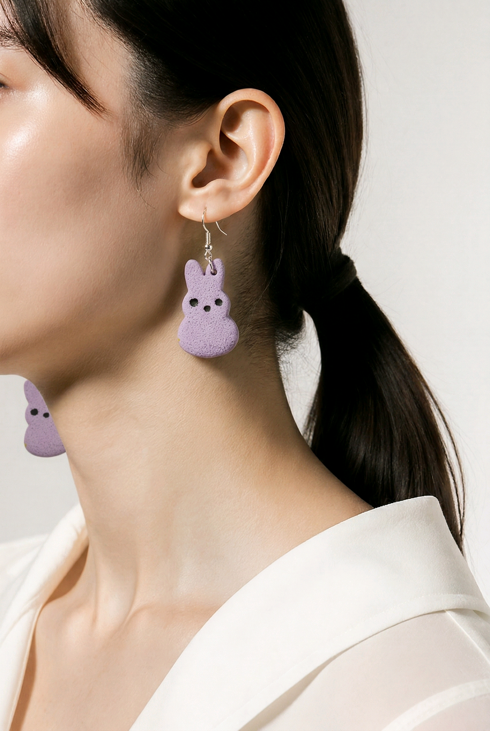 Lavender Marshmallow Bunny Dangles - Image 3