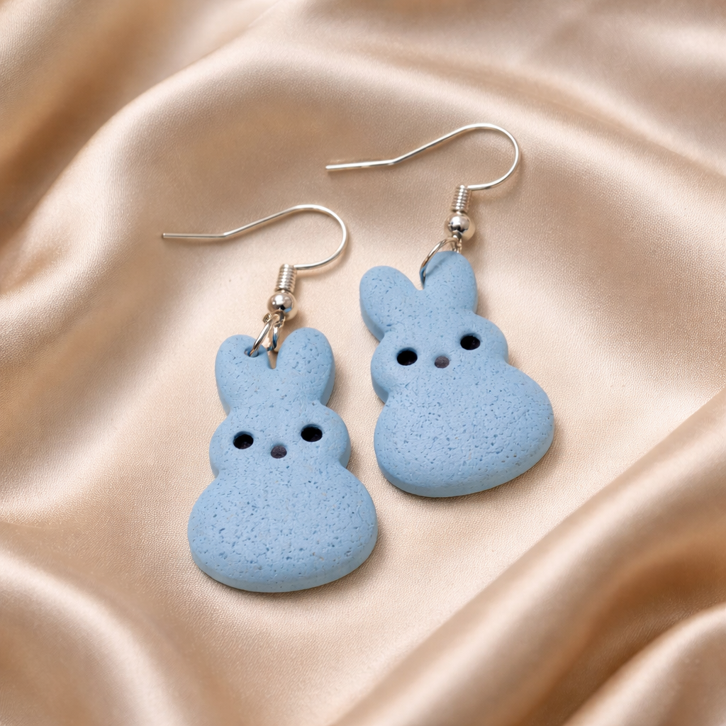 Blue Marshmallow Bunny Dangles - Image 2